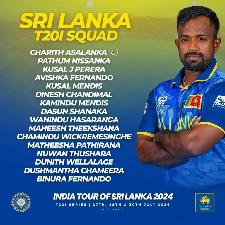 Sri Lanka Announces the T20I Squad for the India Series, with Asalanka Named as Captain 2024